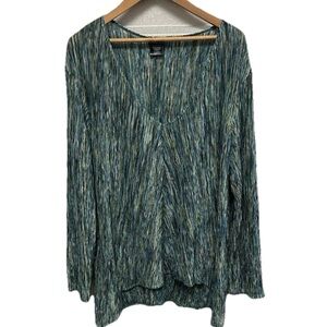 Citiknit Women’s Retro Long Sleeve Deep V Neck Flowy 90s Size XL Colorful Blouse
